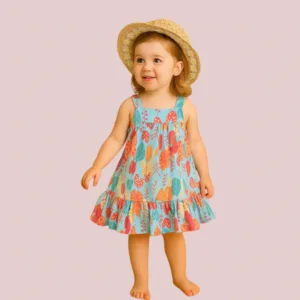 New Stylish Colorfull printed floral Baby Girls Dress, Daily wear Frocks