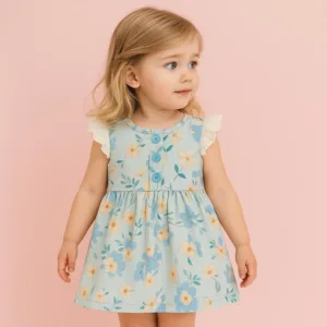 New Stylish Color Full Flower printed Baby Girls Dress With Beautiful Sleeve, Daily wear Frocks